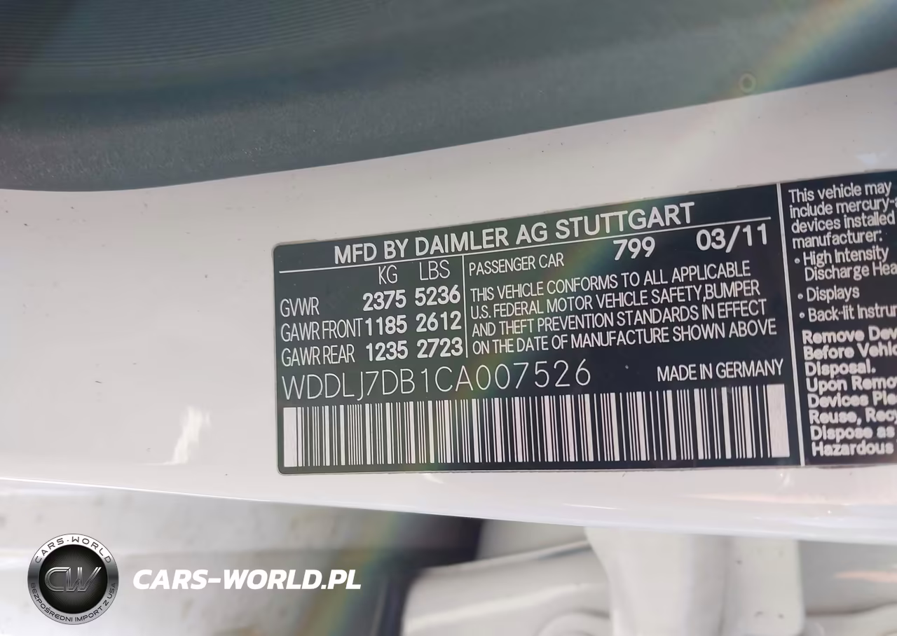 2012 Mercedes-Benz Cls 550 VIN:WDDLJ7DB1CA007526 - 9