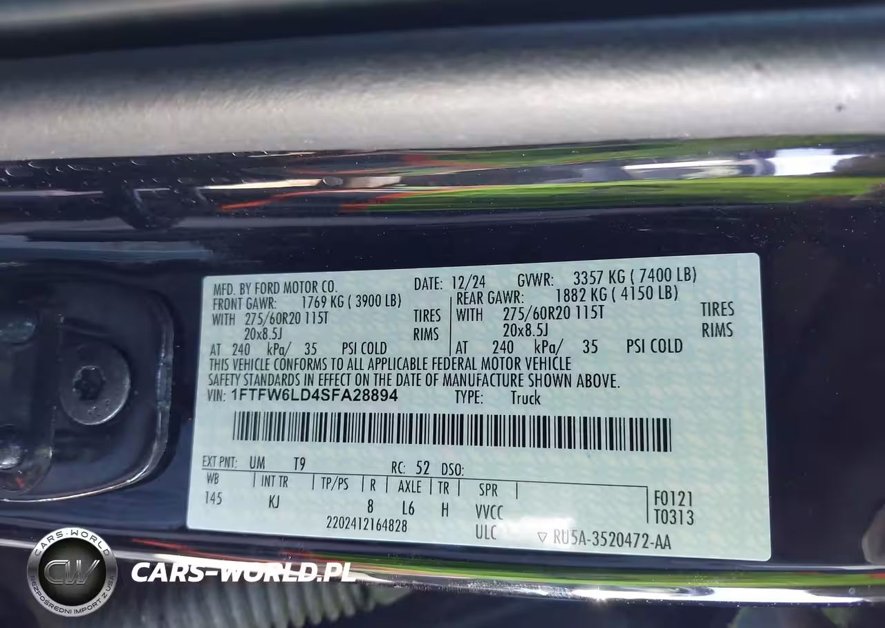 2025 Ford F-150 King Ranch VIN:1FTFW6LD4SFA28894 - 9