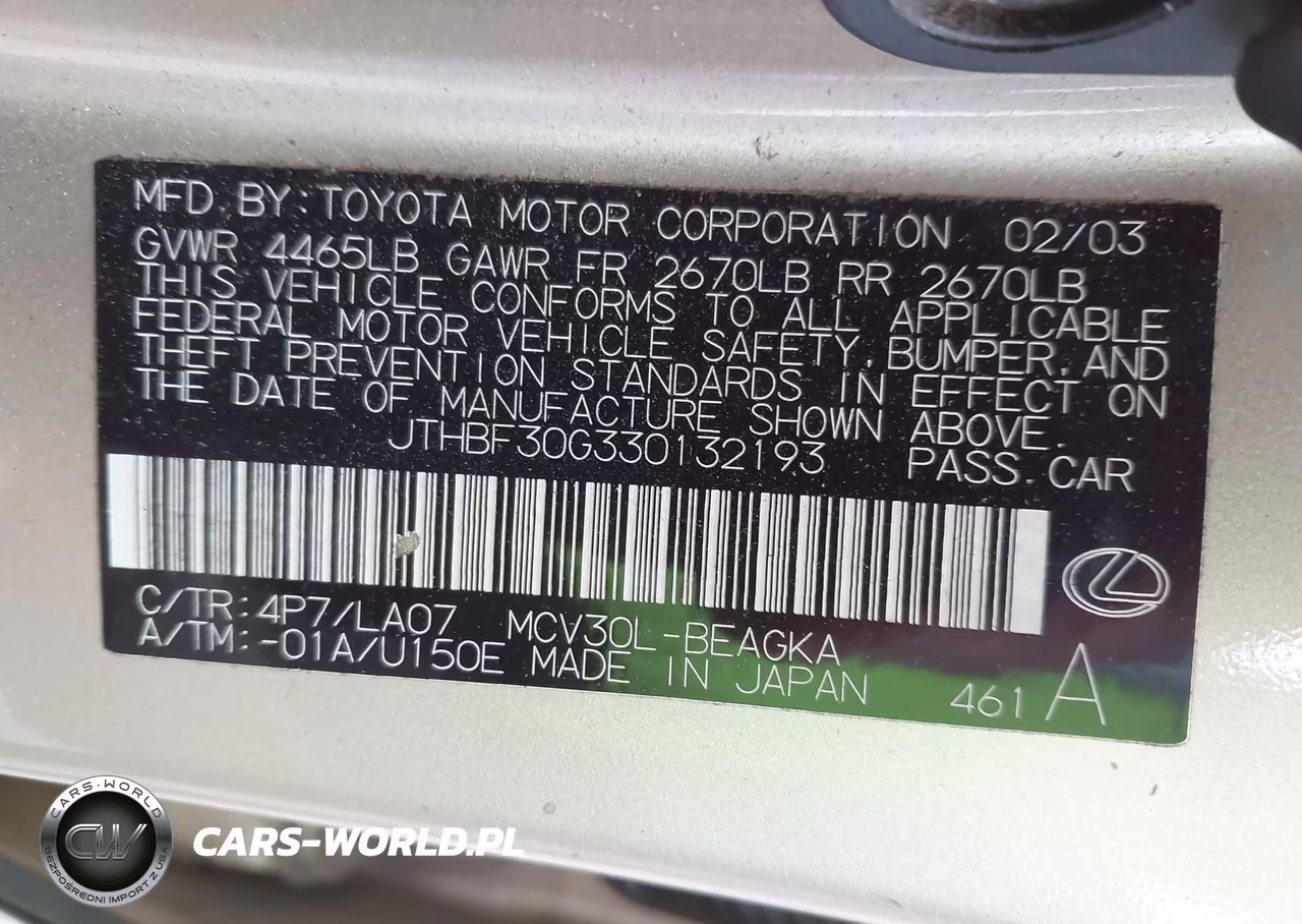 2003 Lexus Es 300 VIN:JTHBF30G330132193 - 9