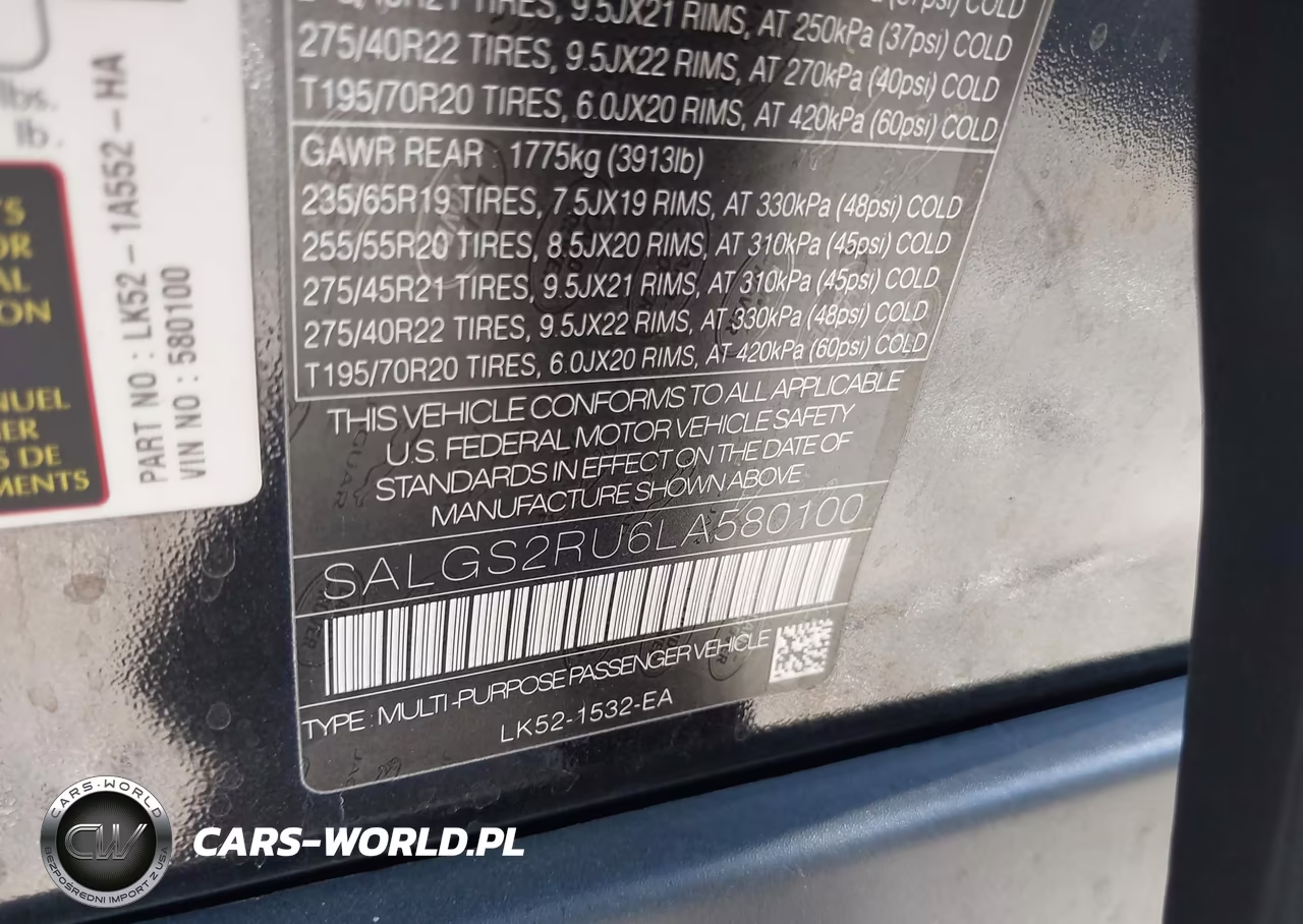 2020 Land Rover Range Rover Hse VIN:SALGS2RU6LA580100 - 9