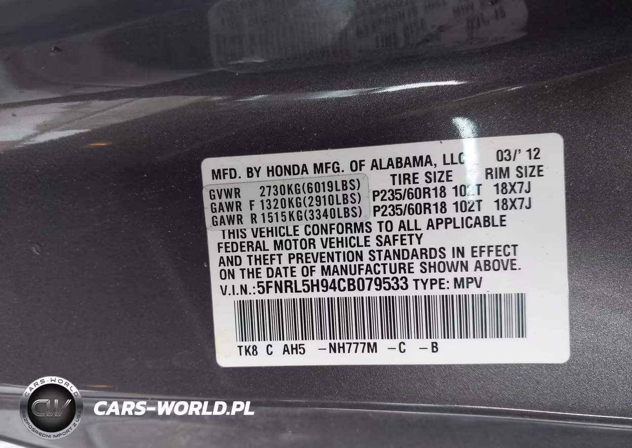 2012 Honda Odyssey Touring-Touring Elite VIN:5FNRL5H94CB079533 - 9
