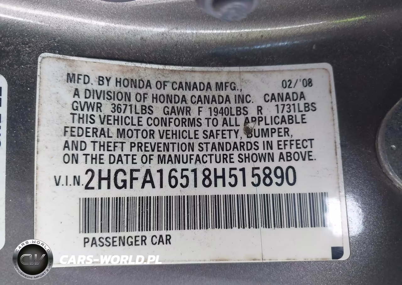 2008 Honda Civic Lx VIN:2HGFA16518H515890 - 9