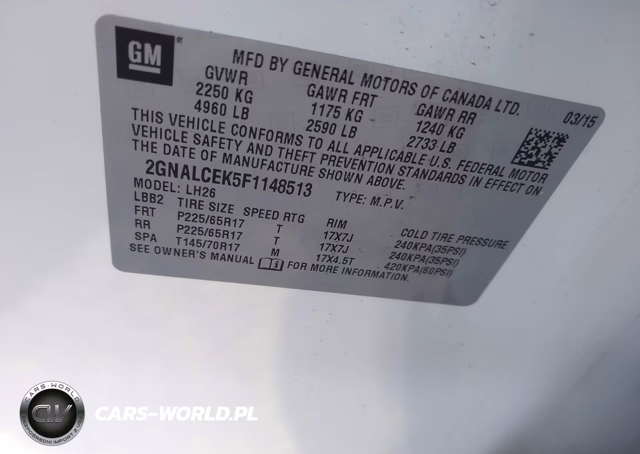 2015 Chevrolet Equinox 2Lt VIN:2GNALCEK5F1148513 - 9