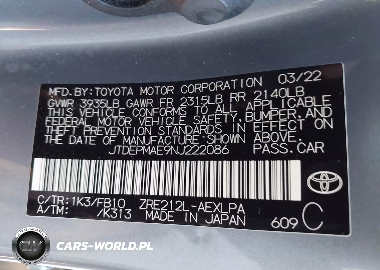 2022 Toyota Corolla Le VIN:JTDEPMAE9NJ222086 - 9