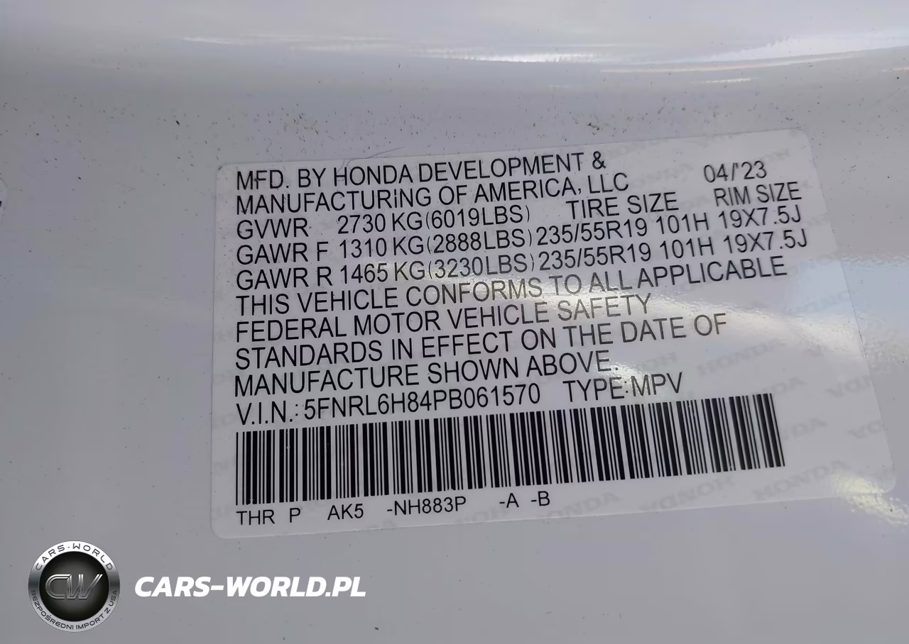 2023 Honda Odyssey Touring VIN:5FNRL6H84PB061570 - 9