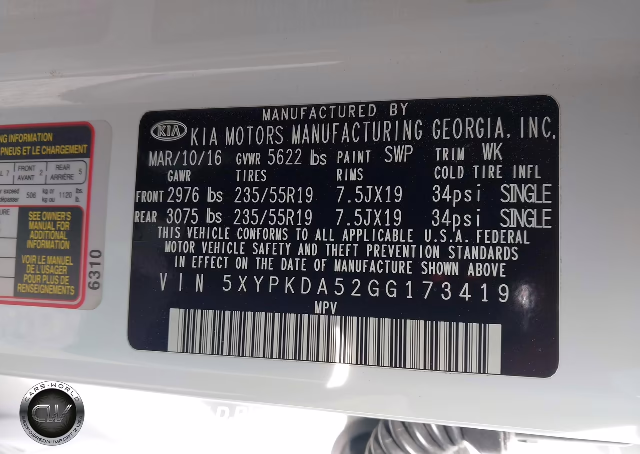 2016 Kia Sorento 3.3L Sx VIN:5XYPKDA52GG173419 - 9