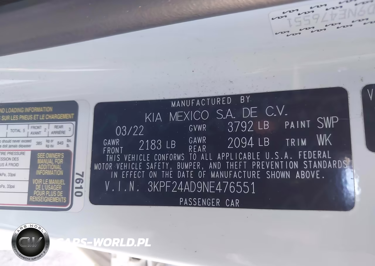 2022 Kia Forte Lxs VIN:3KPF24AD9NE476551 - 9