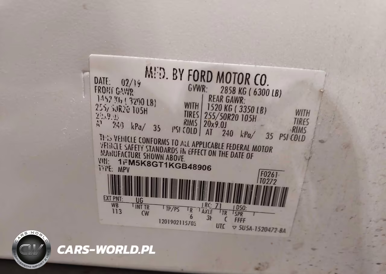 2019 Ford Explorer Sport VIN:1FM5K8GT1KGB48906 - 9