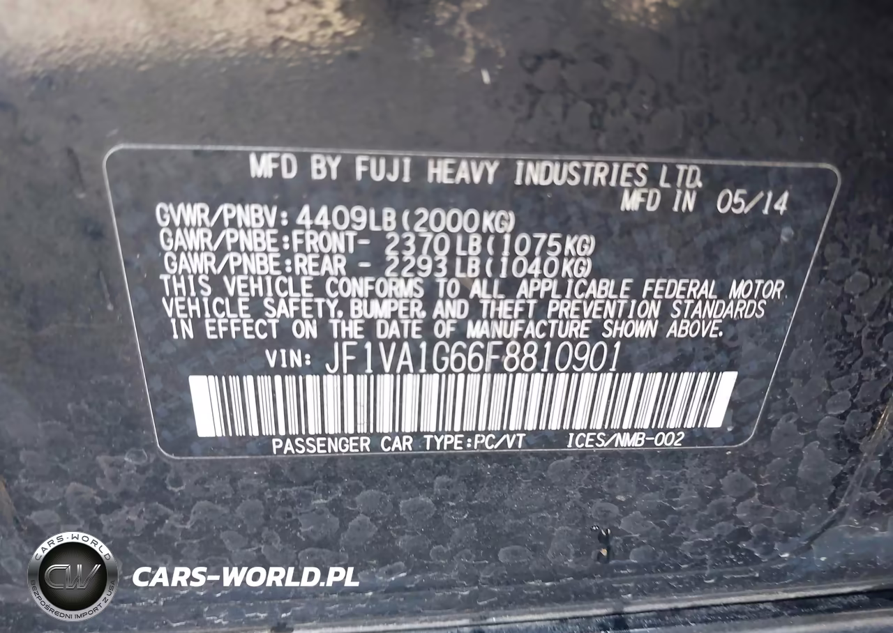 2015 Subaru Wrx Limited VIN:JF1VA1G66F8810901 - 9