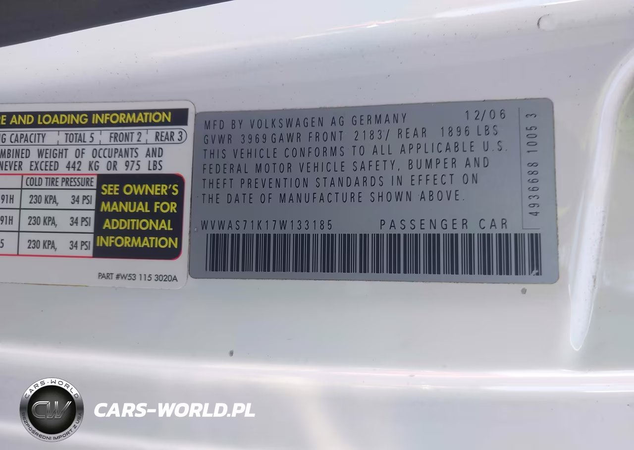 2007 Volkswagen Rabbit 2-Door VIN:WVWAS71K17W133185 - 9