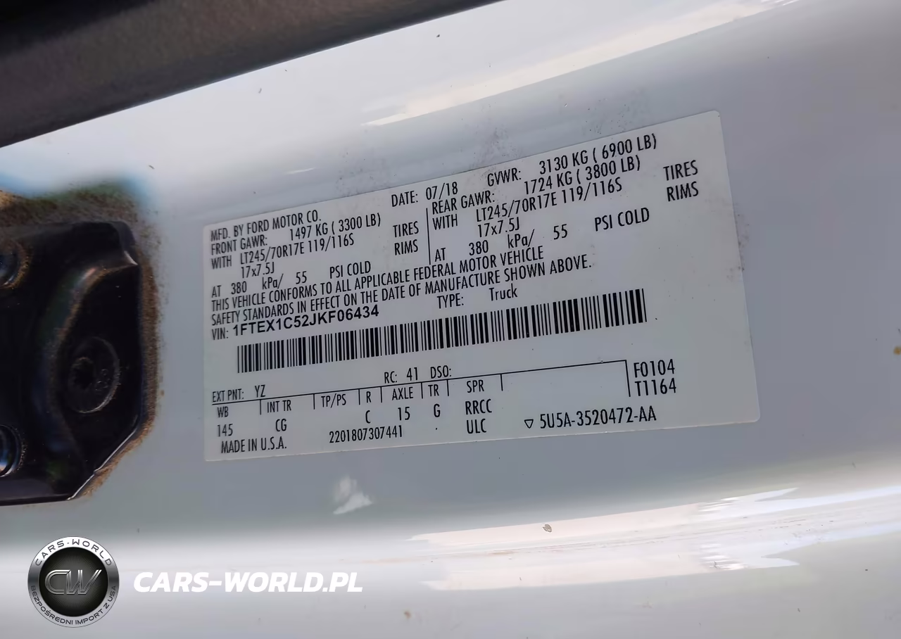 2018 Ford F-150 Xl VIN:1FTEX1C52JKF06434 - 9