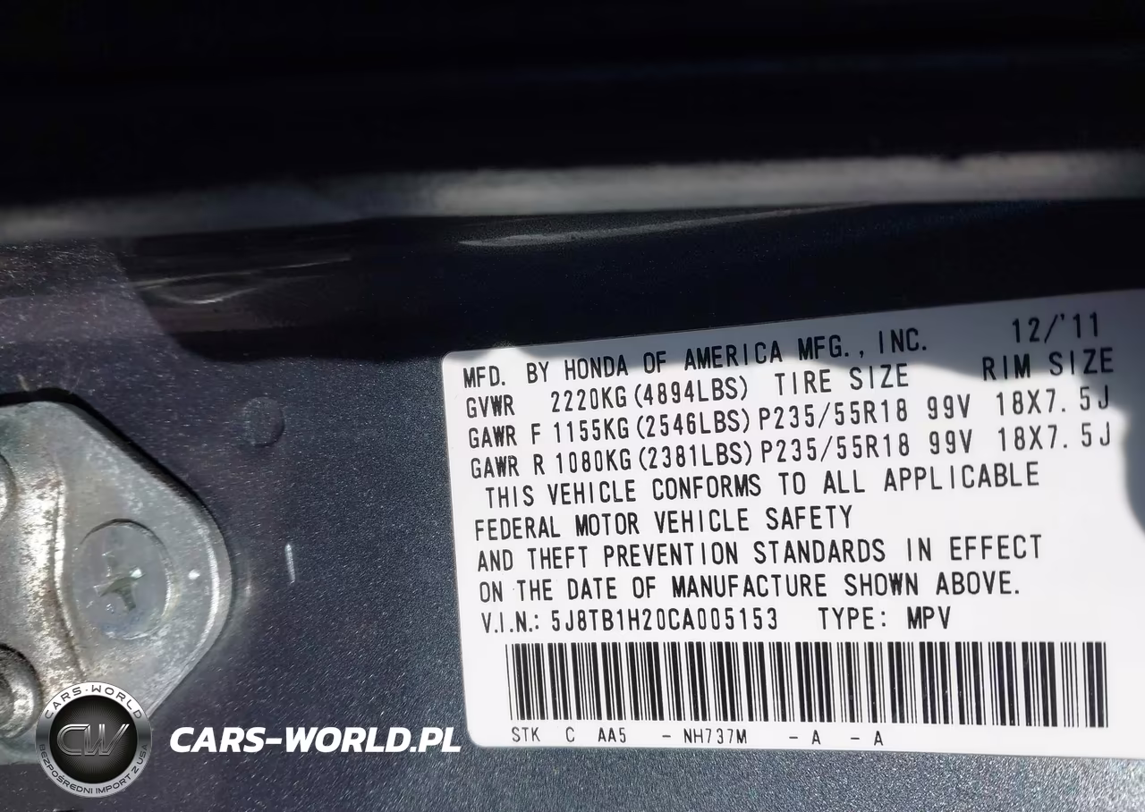 2012 Acura Rdx VIN:5J8TB1H20CA005153 - 9