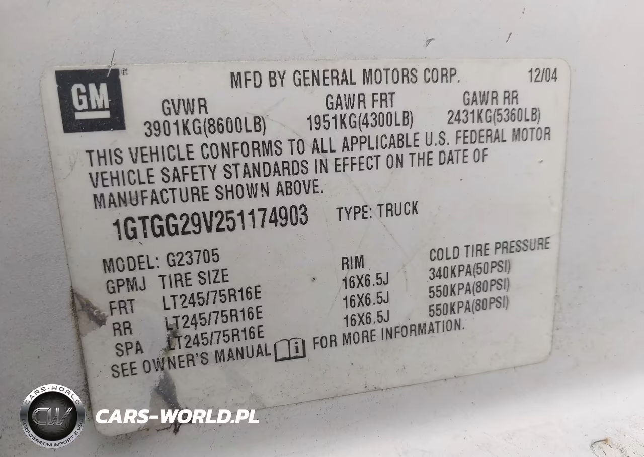 2005 GMC Savana Standard VIN:1GTGG29V251174903 - 9