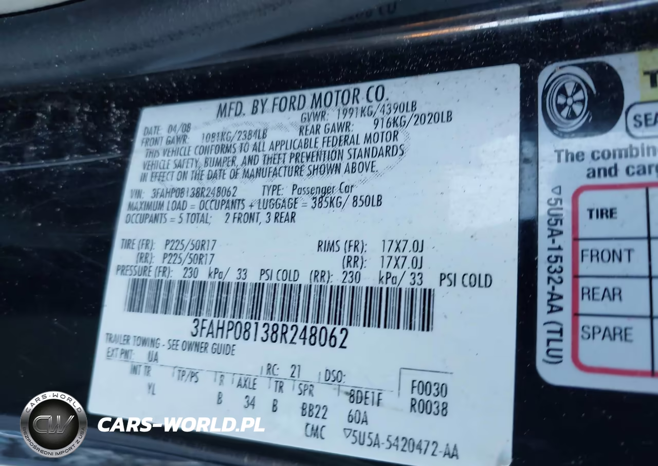 2008 Ford Fusion Sel VIN:3FAHP08138R248062 - 9