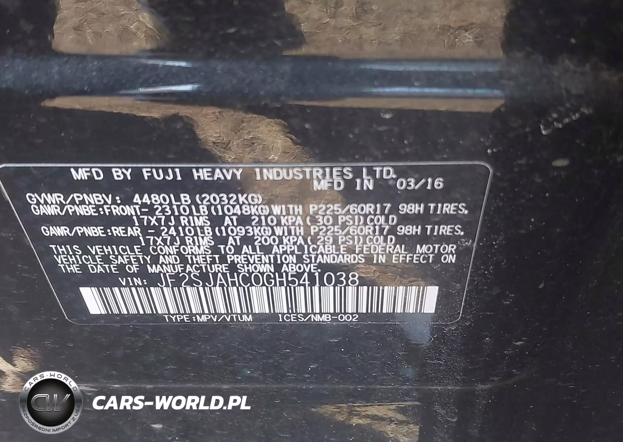 2016 Subaru Forester 2.5I Limited VIN:JF2SJAHC0GH541038 - 9