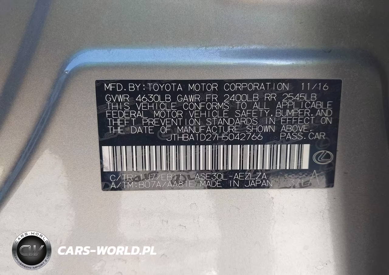 2017 Lexus Is 200T VIN:JTHBA1D27H5042766 - 9