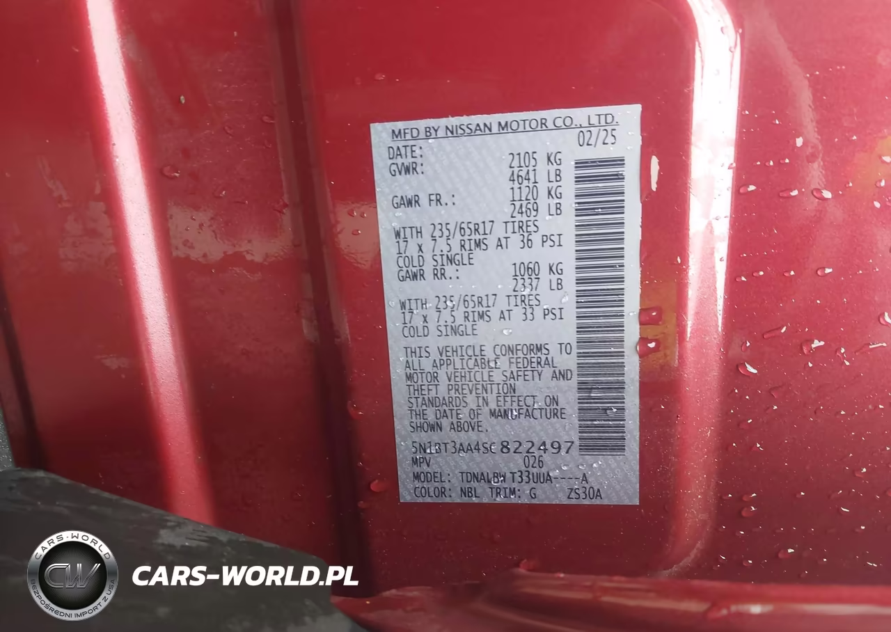 2025 Nissan Rogue S Fwd VIN:5N1BT3AA4SC822497 - 9