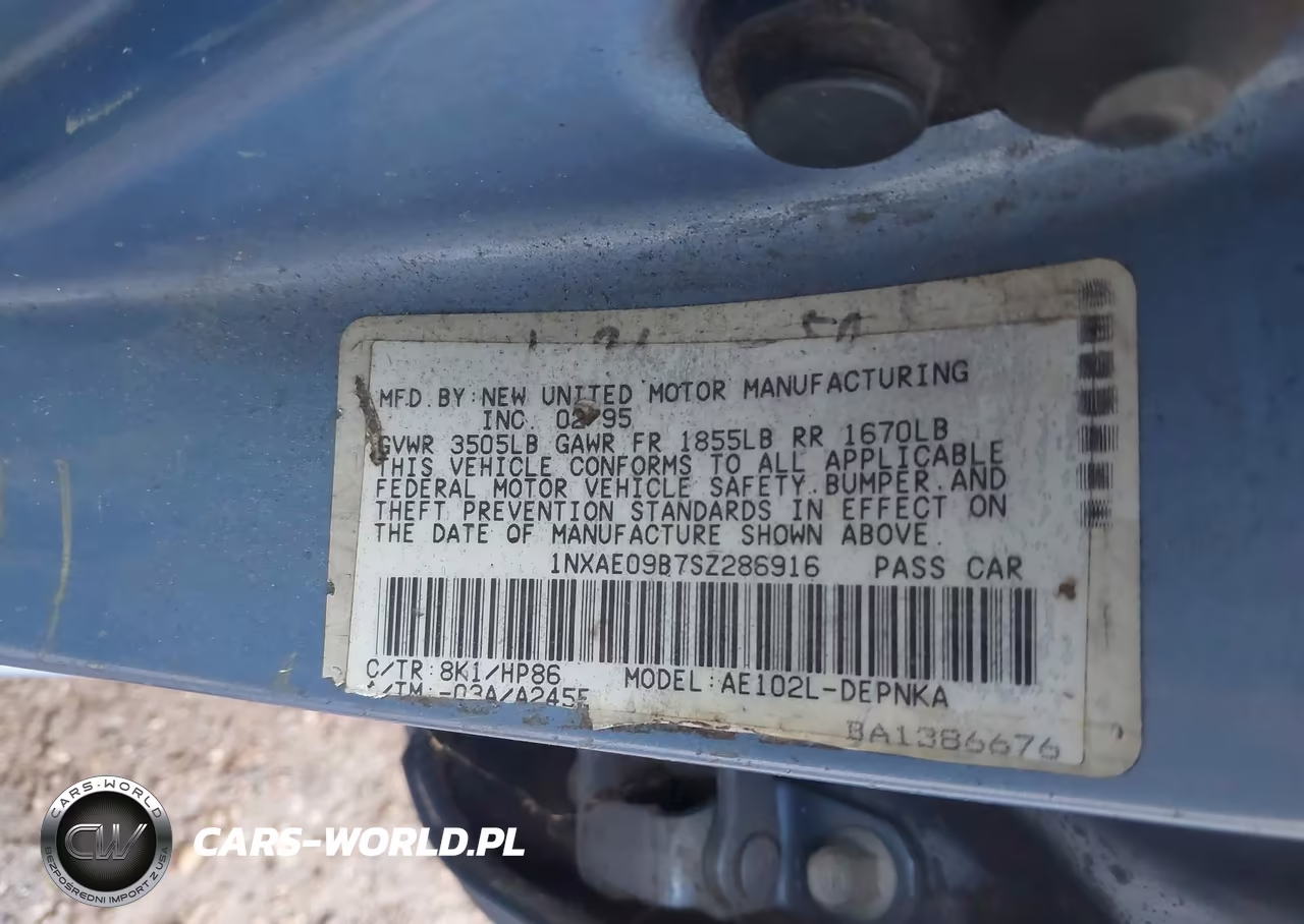 1995 Toyota Corolla Le-Dx VIN:1NXAE09B7SZ286916 - 9
