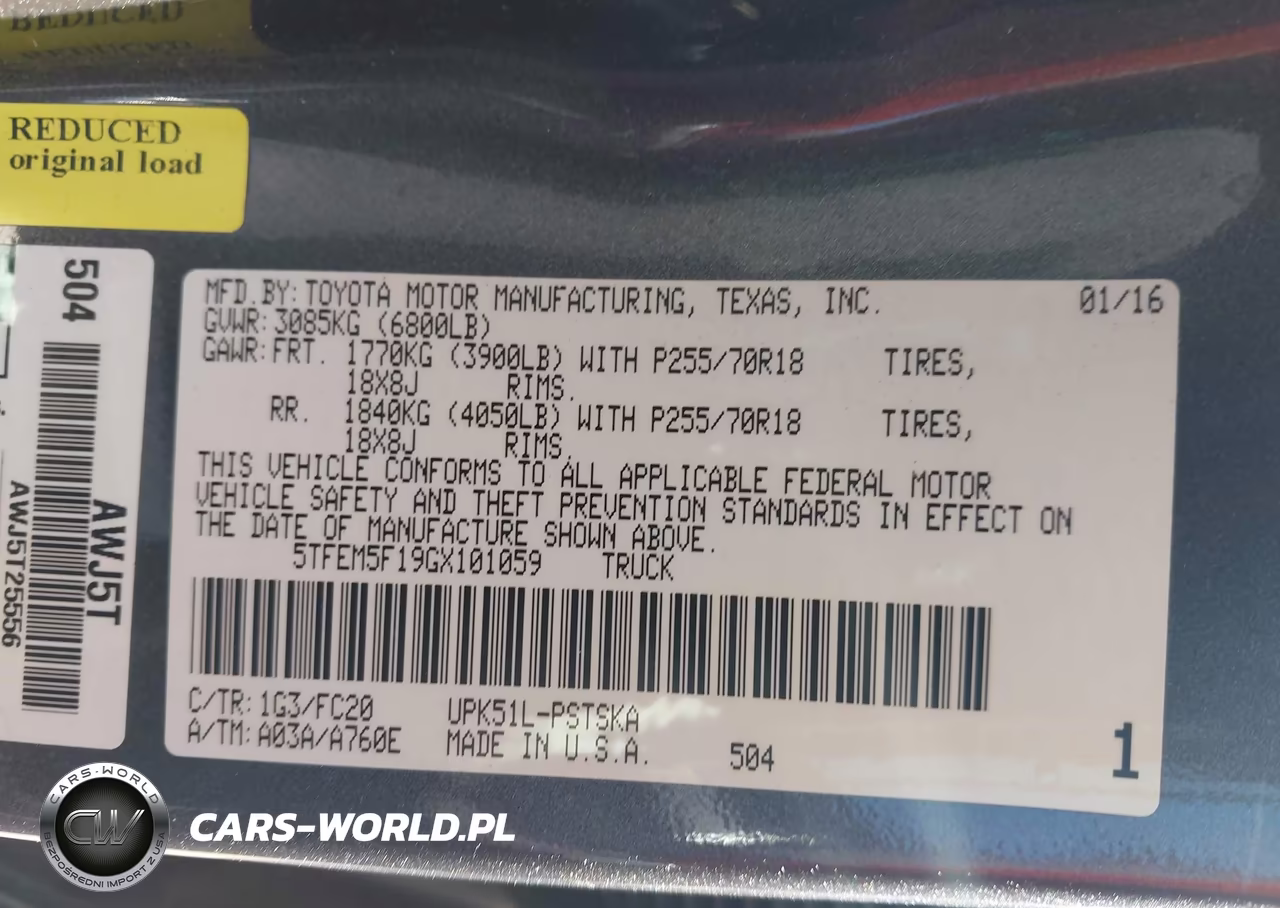 2016 Toyota Tundra Sr5 4.6L V8 VIN:5TFEM5F19GX101059 - 9