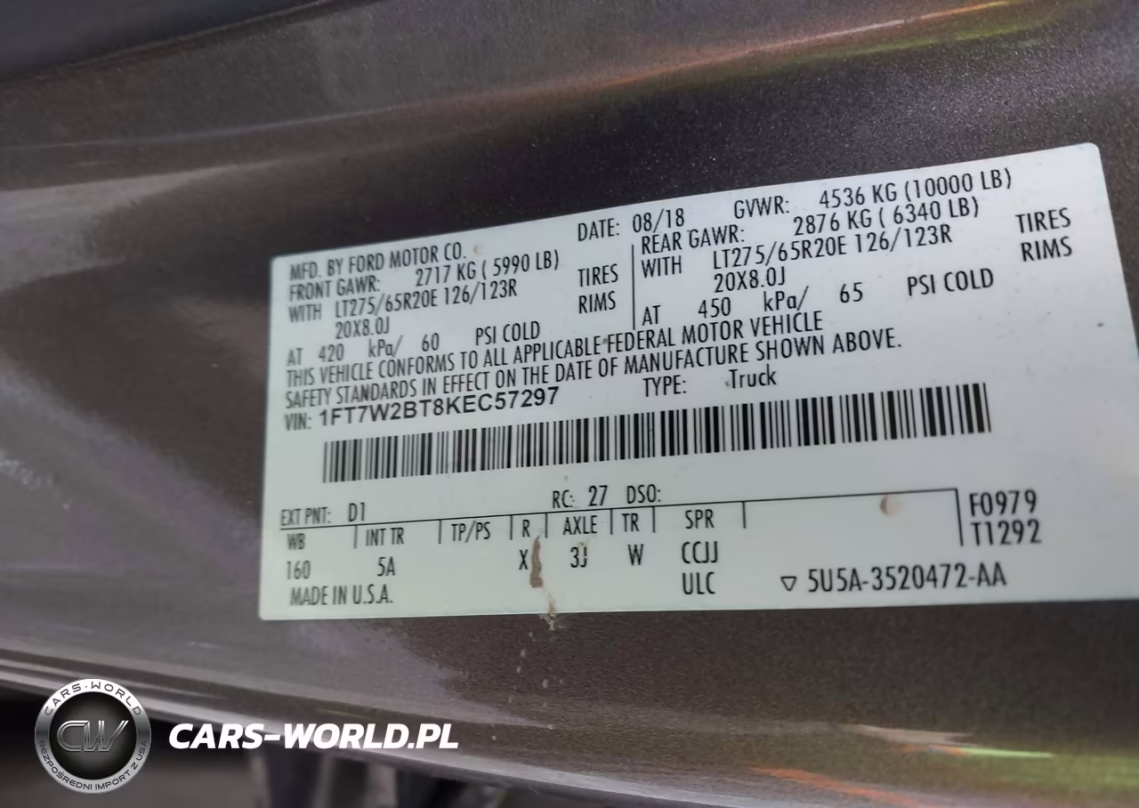 2019 Ford F-250 Lariat VIN:1FT7W2BT8KEC57297 - 9