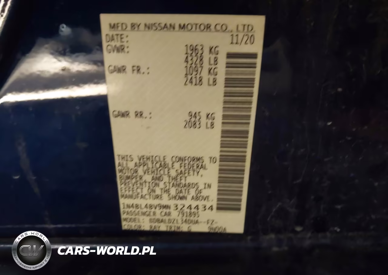 2021 Nissan Altima S Fwd VIN:1N4BL4BV9MN324434 - 9