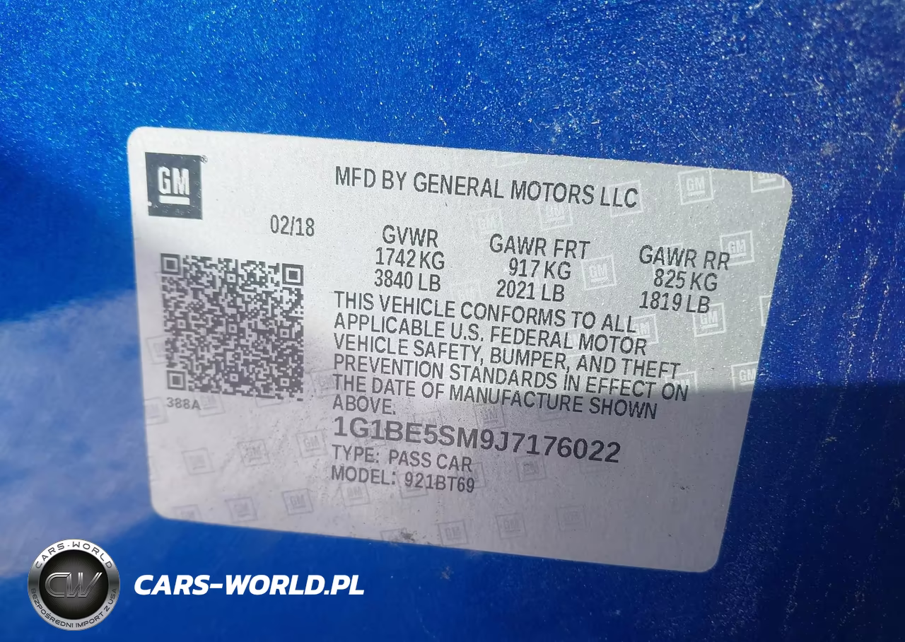 2018 Chevrolet Cruze Lt Auto VIN:1G1BE5SM9J7176022 - 9