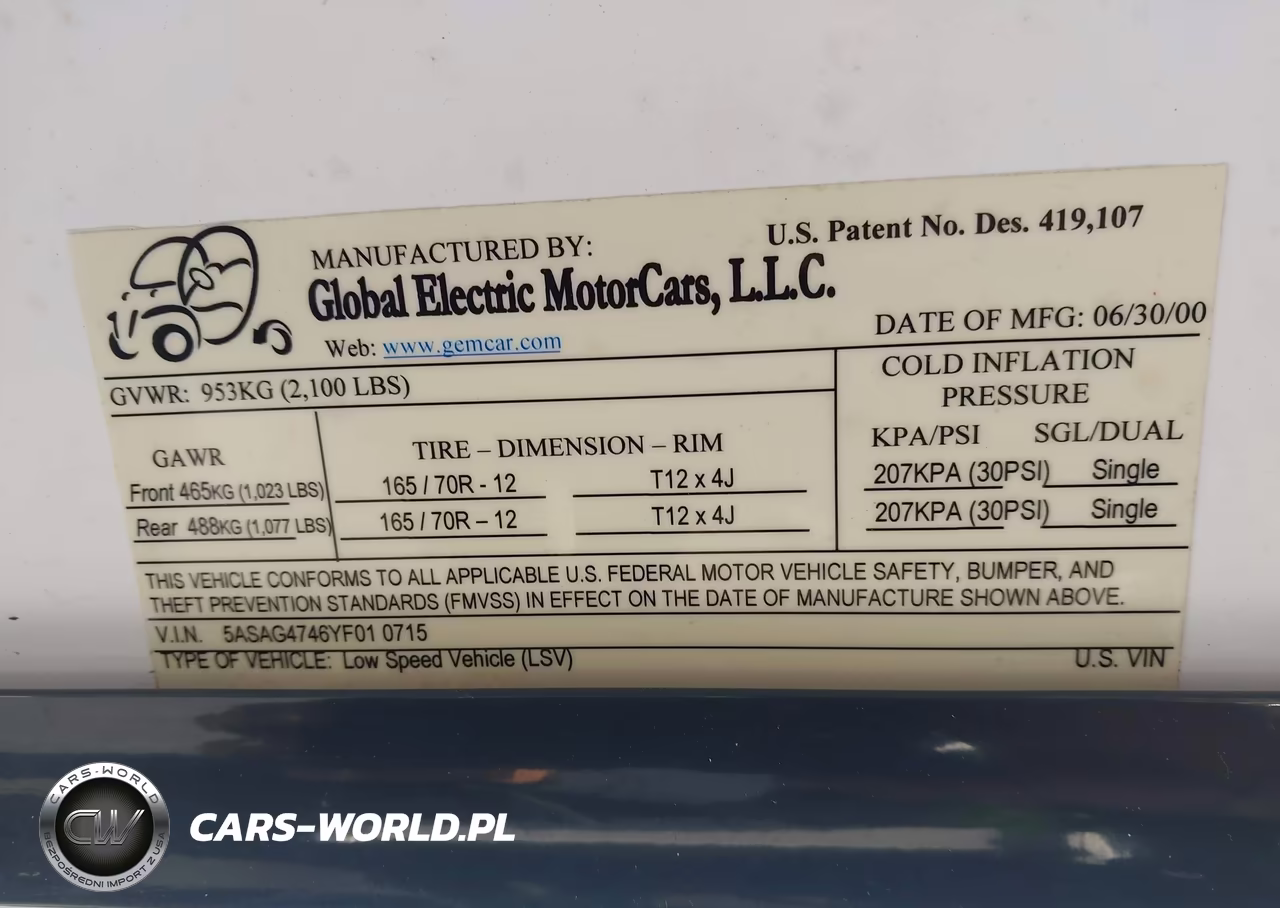 2000 Global Electric Motors 825 VIN:5ASAG4746YF010715 - 9