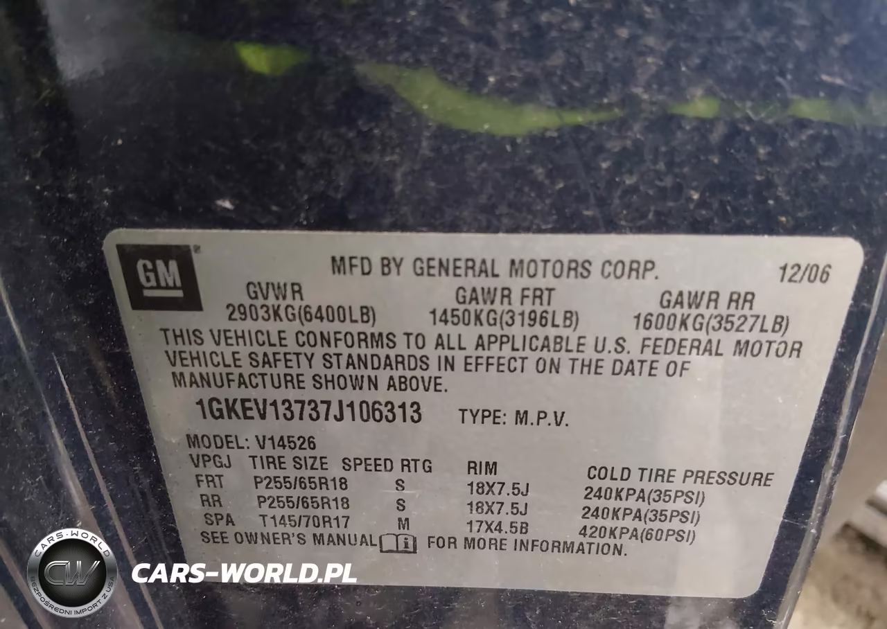 2007 GMC Acadia Sle-1 VIN:1GKEV13737J106313 - 9