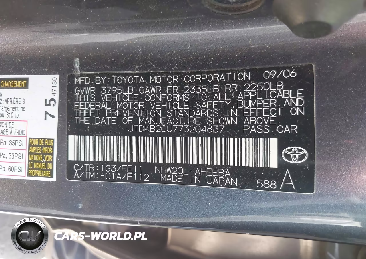2007 Toyota Prius VIN:JTDKB20U773204837 - 9