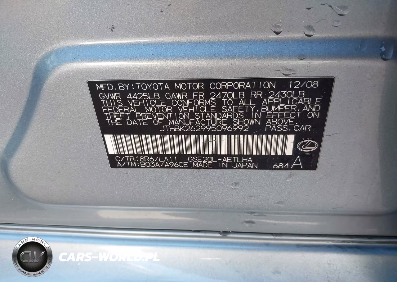 2009 Lexus Is 250 VIN:JTHBK262995096992 - 9