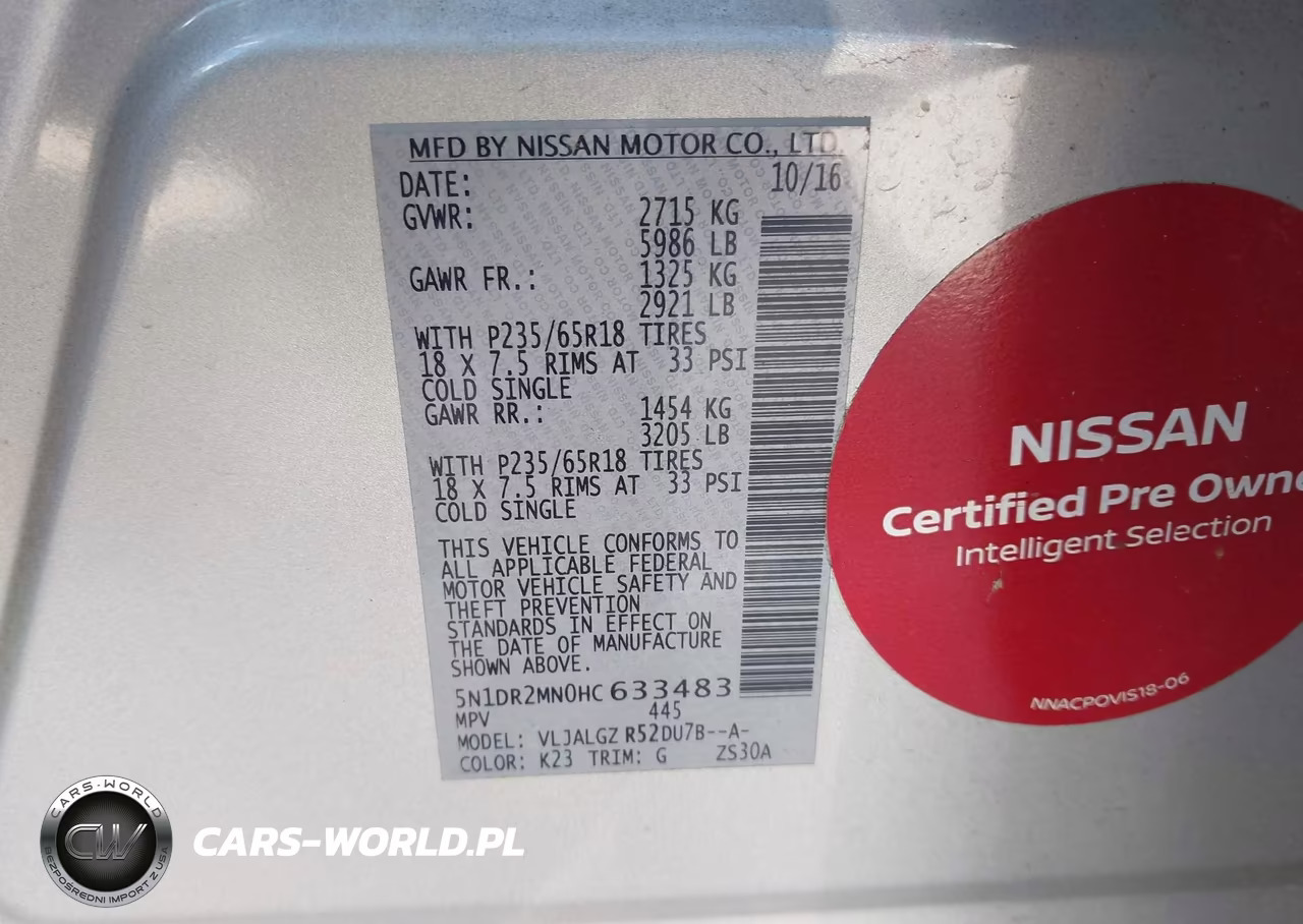 2017 Nissan Pathfinder Sl VIN:5N1DR2MN0HC633483 - 9