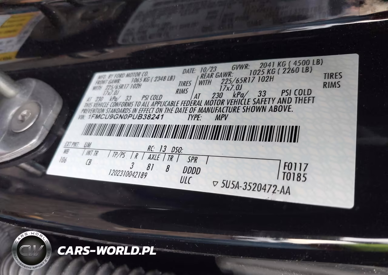 2023 Ford Escape Active VIN:1FMCU9GN0PUB38241 - 9