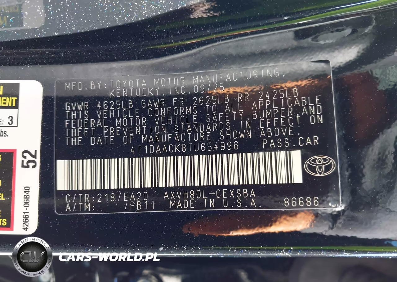 2026 Toyota Camry Se VIN:4T1DAACK8TU654996 - 9