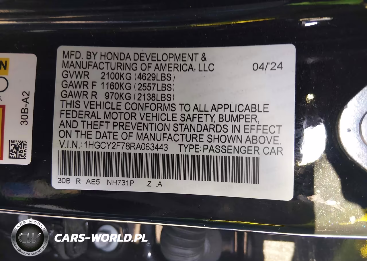 2024 Honda Accord Hybrid Sport-L VIN:1HGCY2F78RA063443 - 9