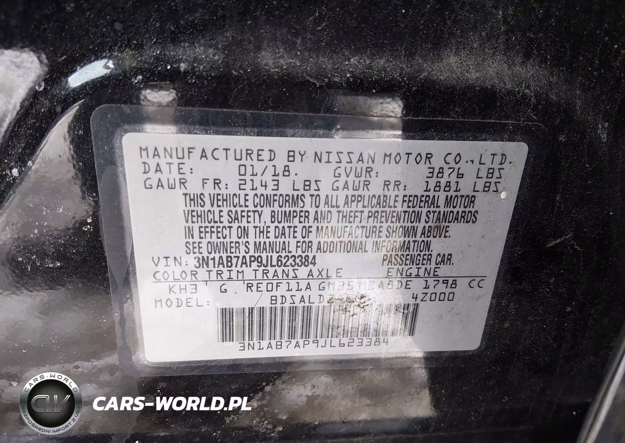 2018 Nissan Sentra Sv VIN:3N1AB7AP9JL623384 - 9