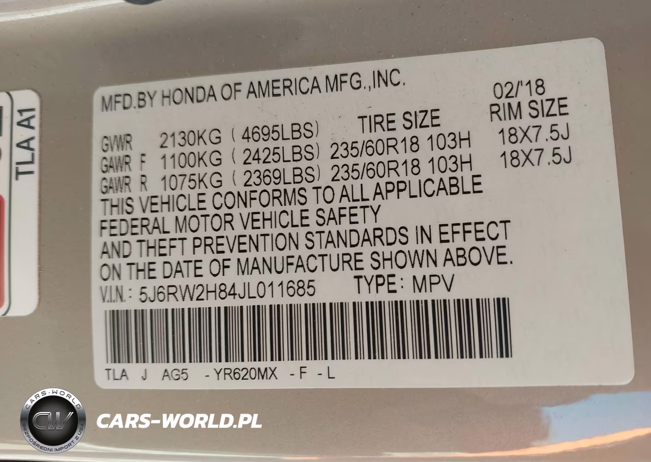 2018 Honda Cr-V Ex-L-Ex-L Navi VIN:5J6RW2H84JL011685 - 9