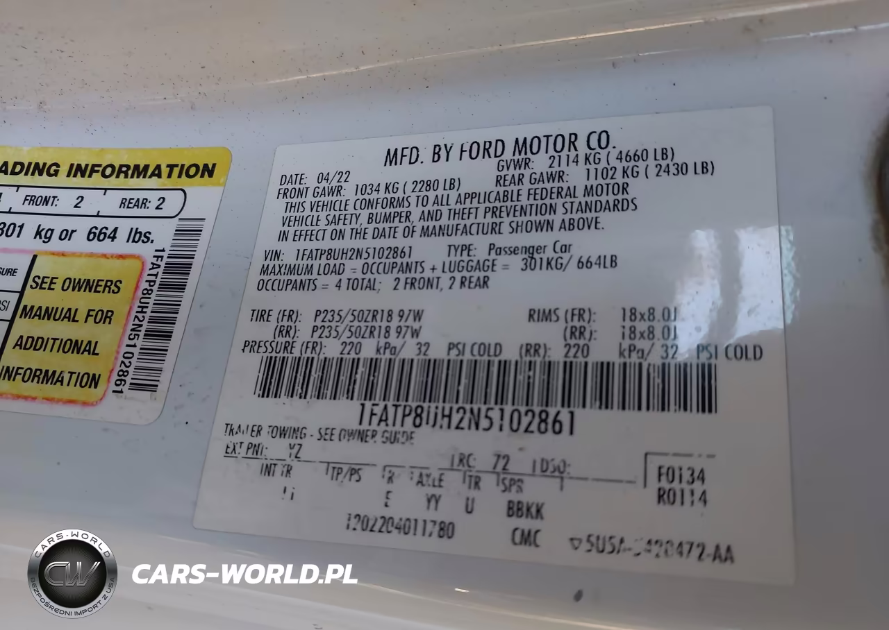 2022 Ford Mustang Ecoboost Premium VIN:1FATP8UH2N5102861 - 9