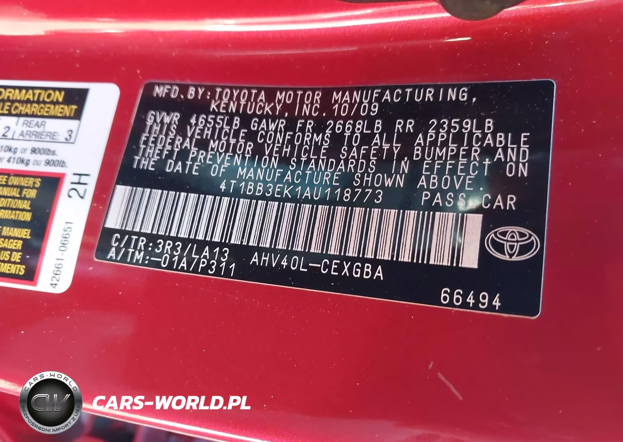 2010 Toyota Camry Hybrid VIN:4T1BB3EK1AU118773 - 9