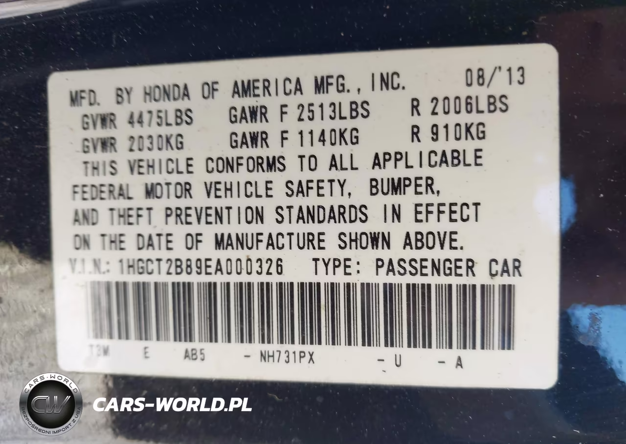 2014 Honda Accord Ex-L V-6 VIN:1HGCT2B89EA000326 - 9