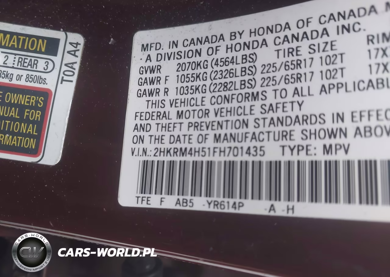 2015 Honda Cr-V Ex VIN:2HKRM4H51FH701435 - 9