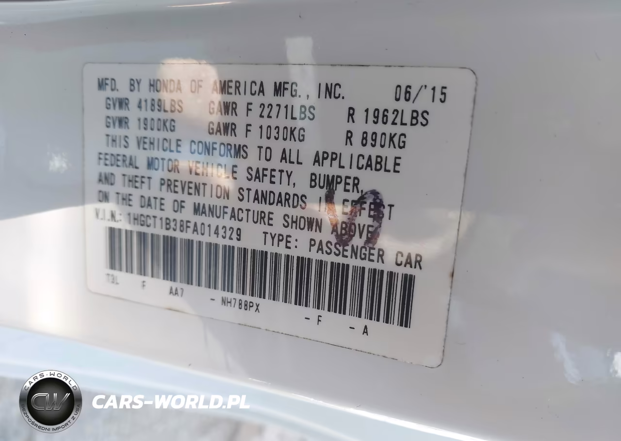 2015 HONDA ACCORD LX-S VIN:1HGCT1B38FA014329 - 9