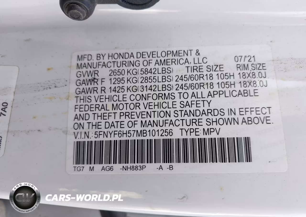 2021 Honda Pilot Awd Ex-L VIN:5FNYF6H57MB101256 - 9