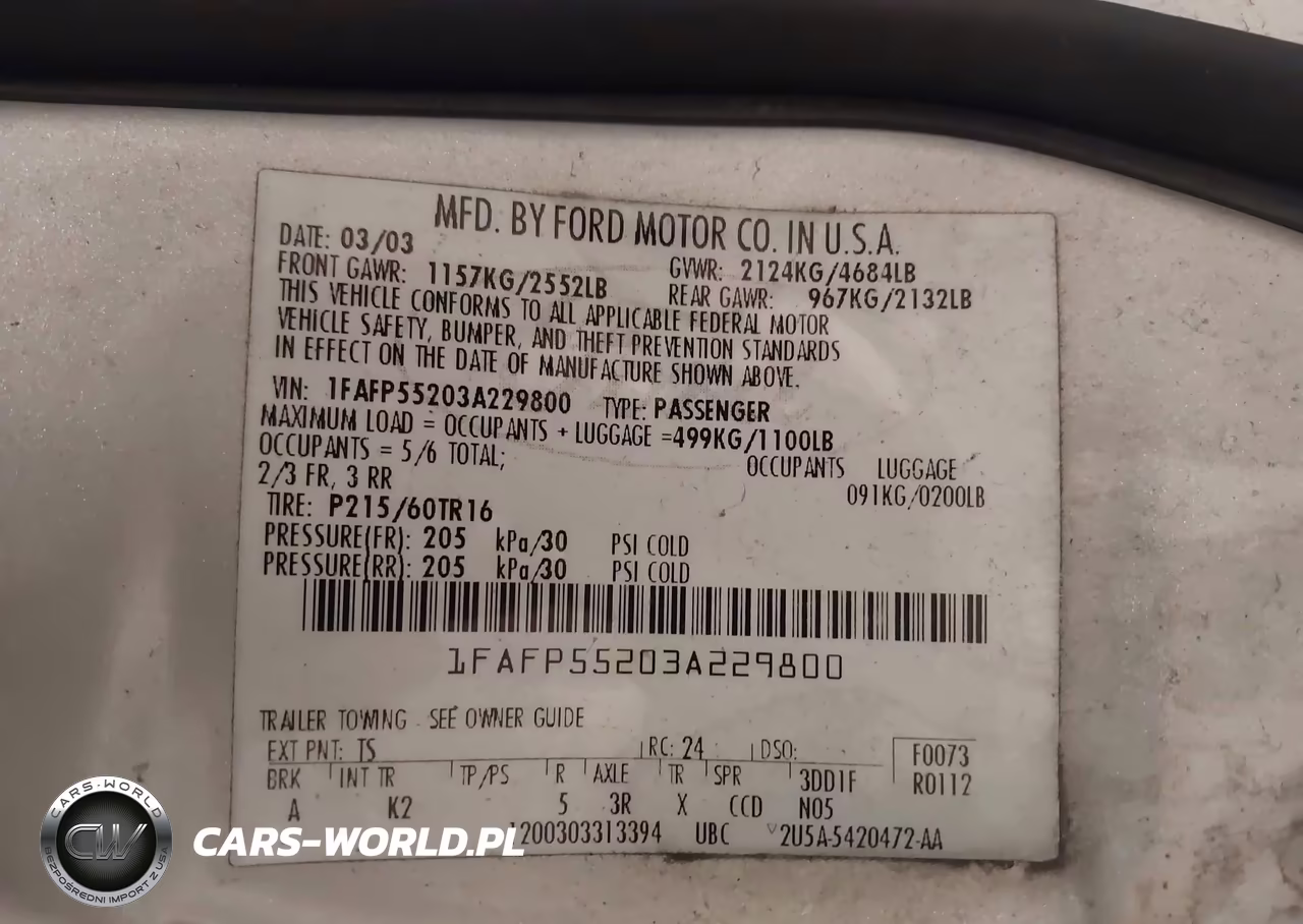 2003 Ford Taurus Ses VIN:1FAFP55203A229800 - 9