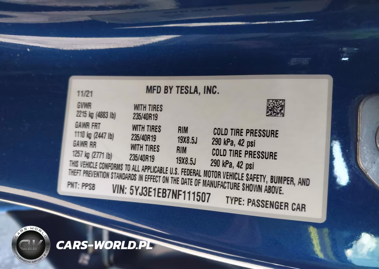 2022 Tesla Model 3 Long Range Dual Motor All-Wheel Drive VIN:5YJ3E1EB7NF111507 - 9