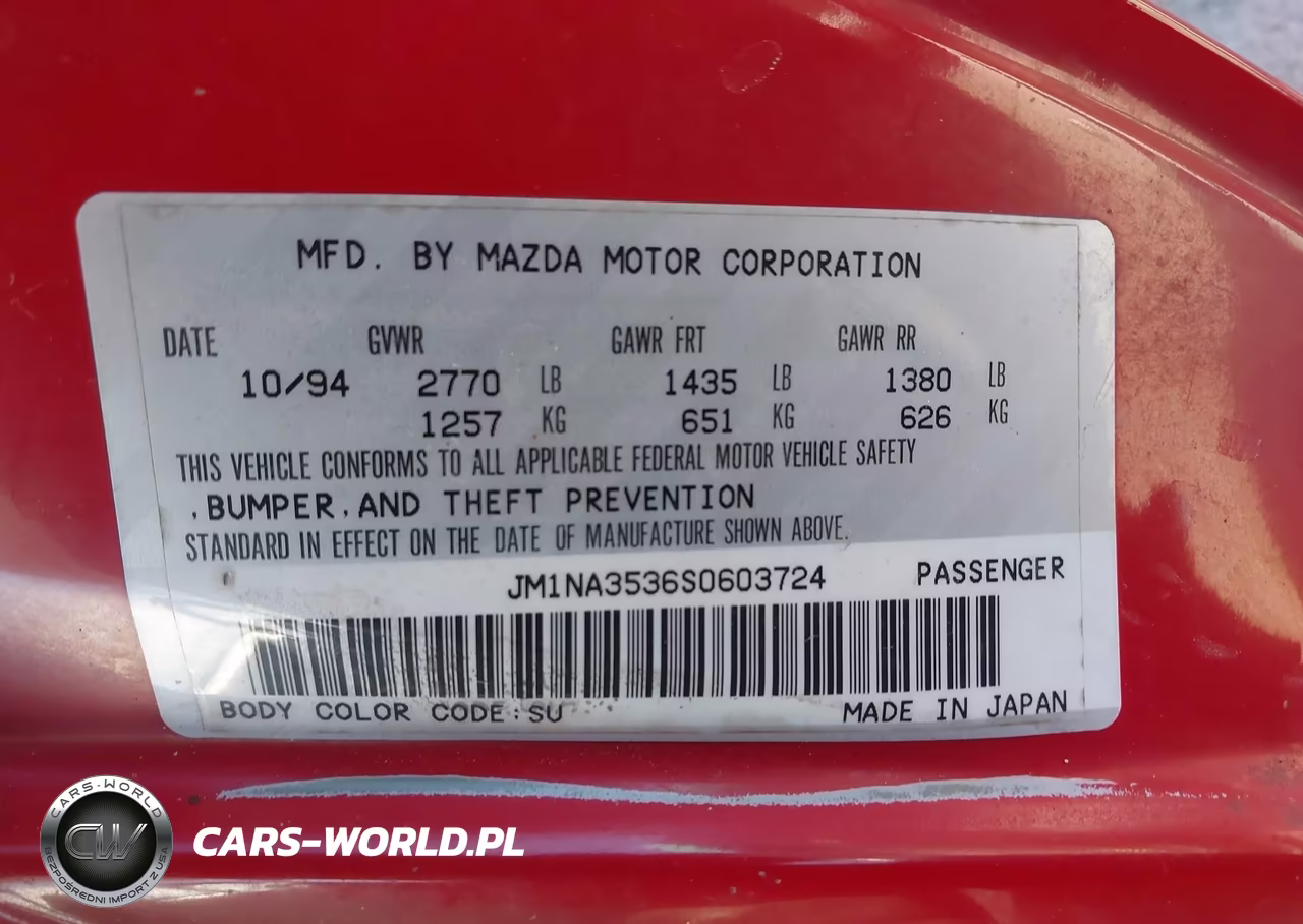 1995 Mazda Mx-5 Miata VIN:JM1NA3536S0603724 - 9