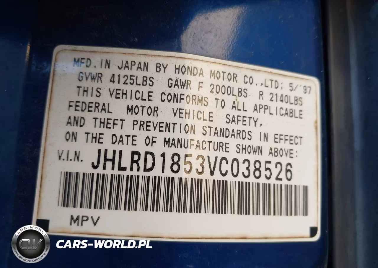 1997 Honda Cr-V VIN:JHLRD1853VC038526 - 9