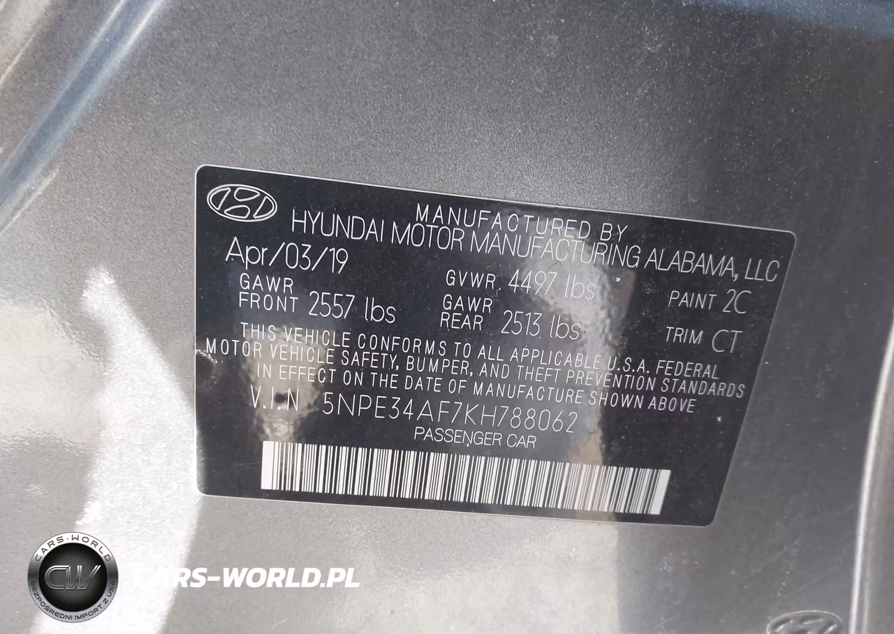 2019 Hyundai Sonata Sel VIN:5NPE34AF7KH788062 - 9