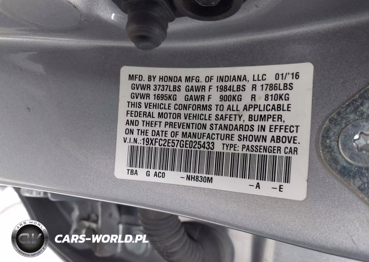 2016 Honda Civic Lx VIN:19XFC2E57GE025433 - 9