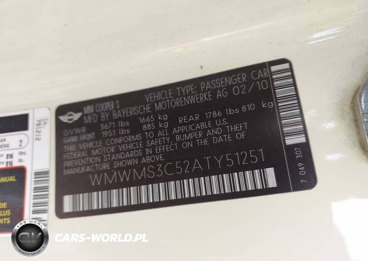 2010 Mini Cooper S VIN:WMWMS3C52ATY51251 - 8