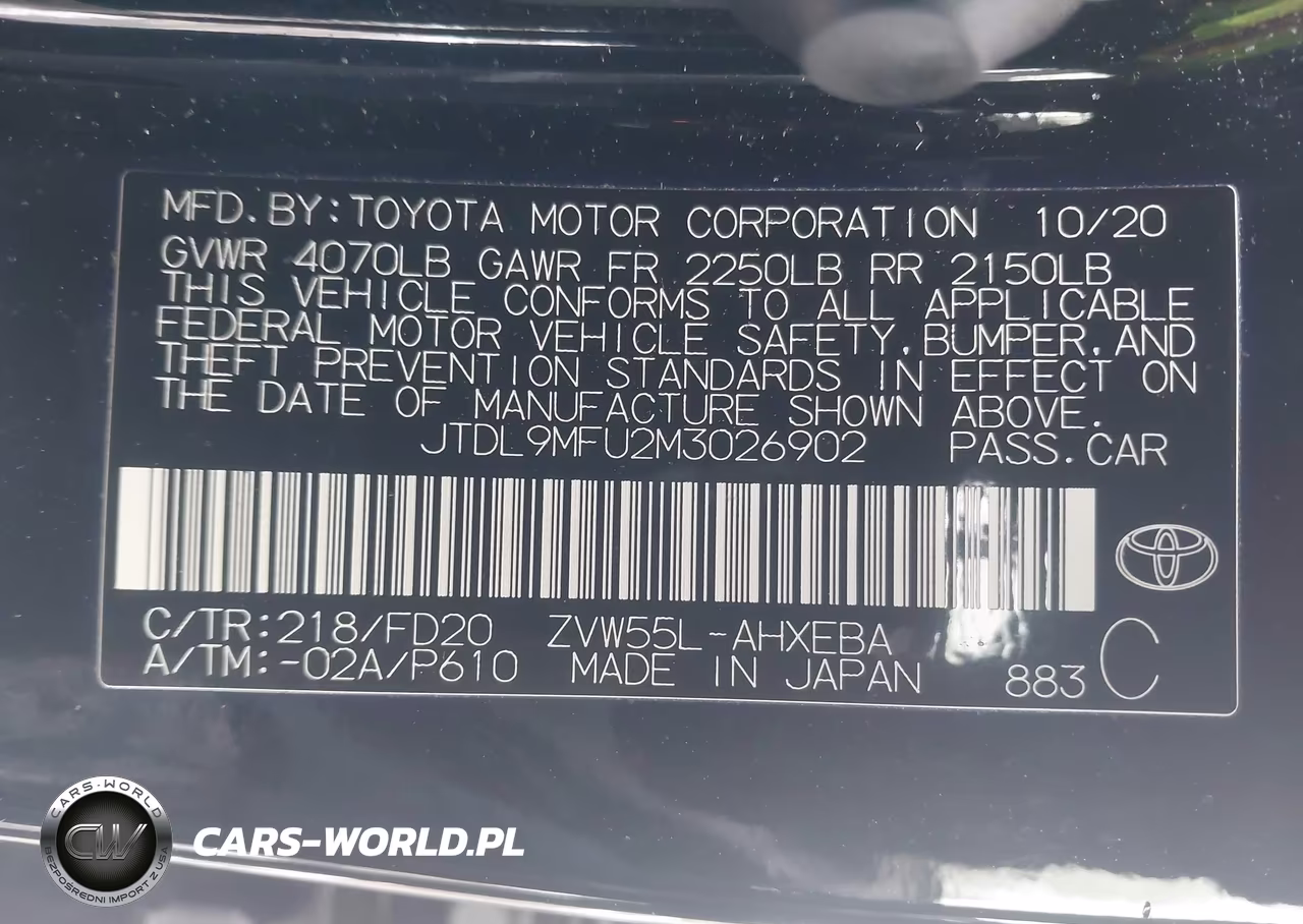 2021 Toyota Prius Le Awd-E VIN:JTDL9MFU2M3026902 - 9